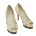 GUCCI Horsebit High Heels Leather 35.5 C White ti1350