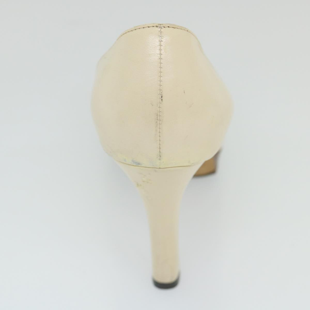 GUCCI Horsebit High Heels Leather 35.5 C White ti1350