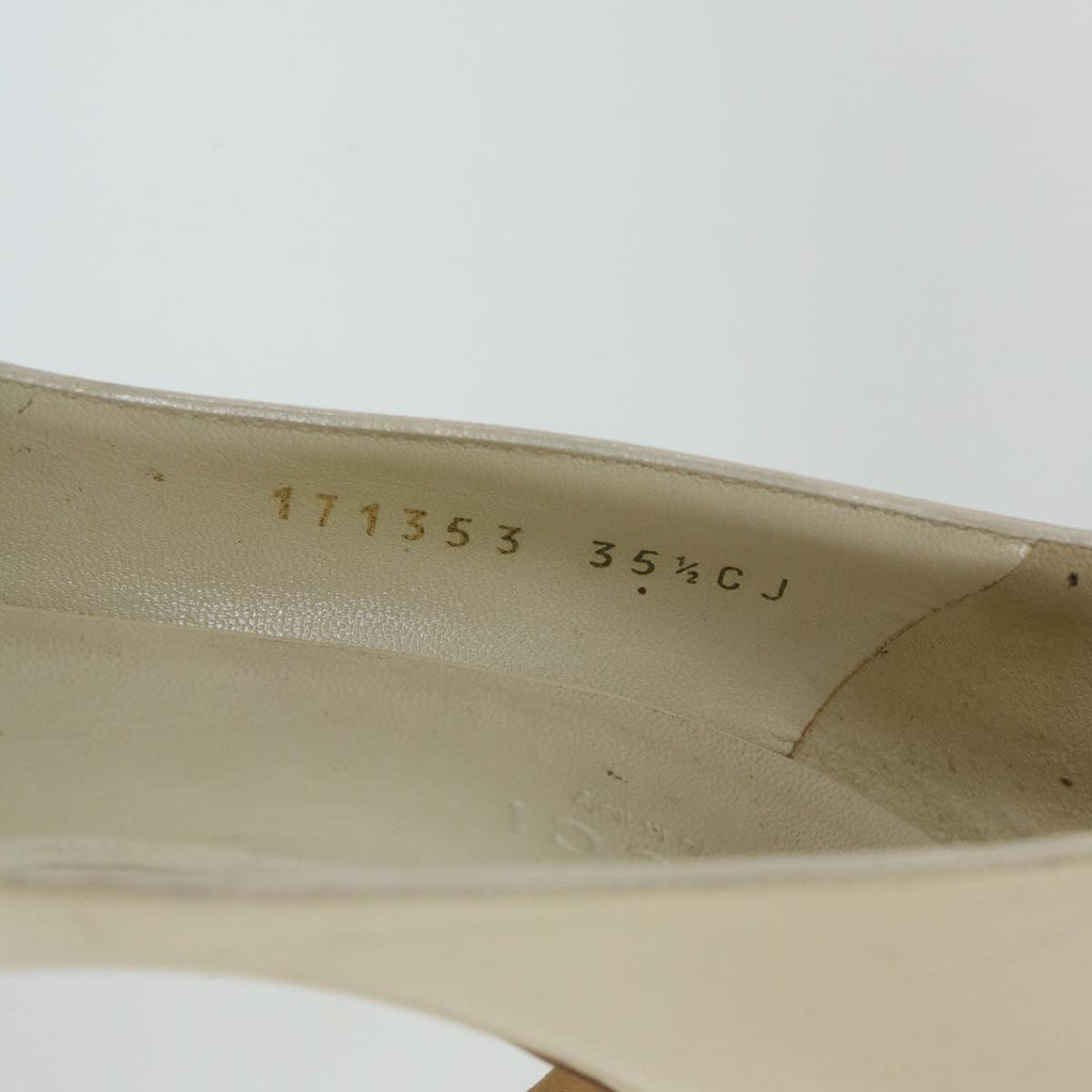 GUCCI Horsebit High Heels Leather 35.5 C White ti1350