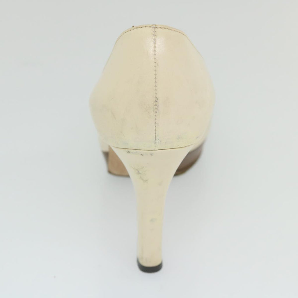 GUCCI Horsebit High Heels Leather 35.5 C White ti1350