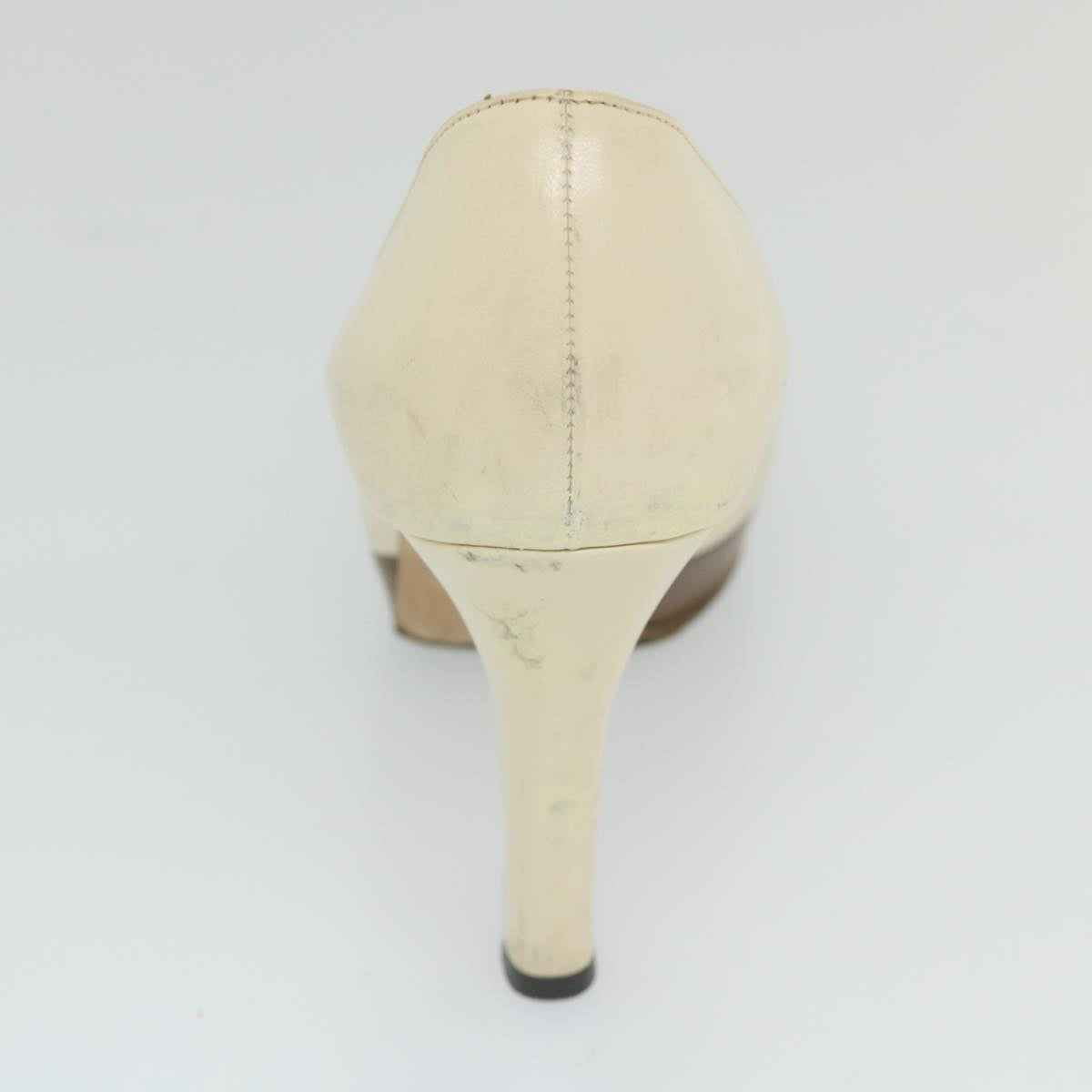 GUCCI Horsebit High Heels Leather 35.5 C White ti1350