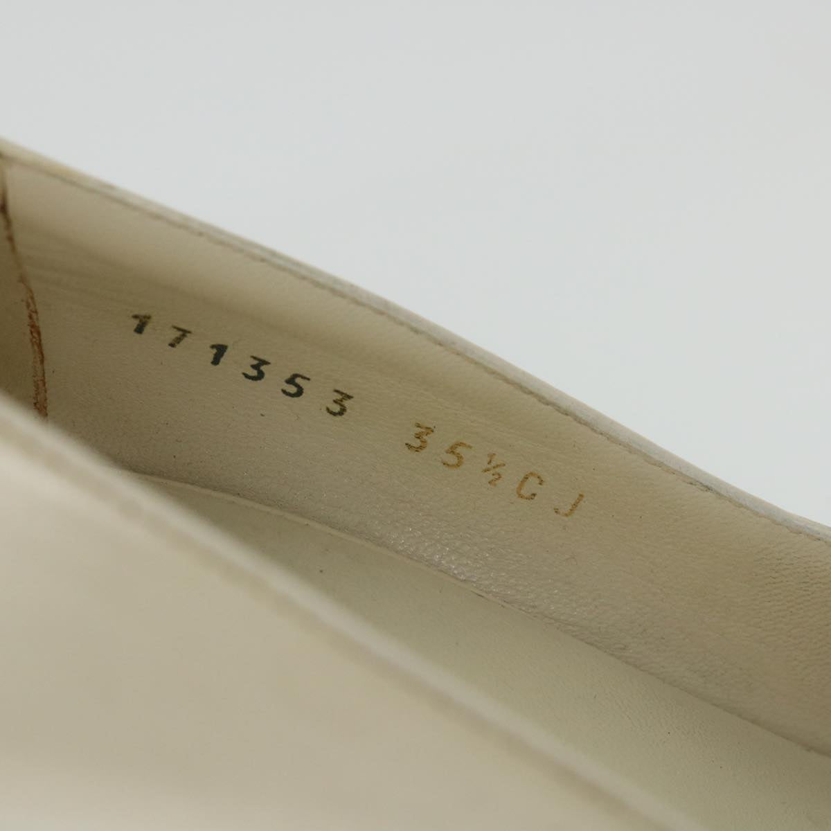 GUCCI Horsebit High Heels Leather 35.5 C White ti1350