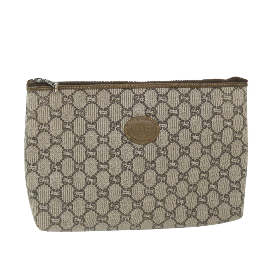 GUCCI GG Plus Supreme Clutch Bag PVC Leather Beige ti1352