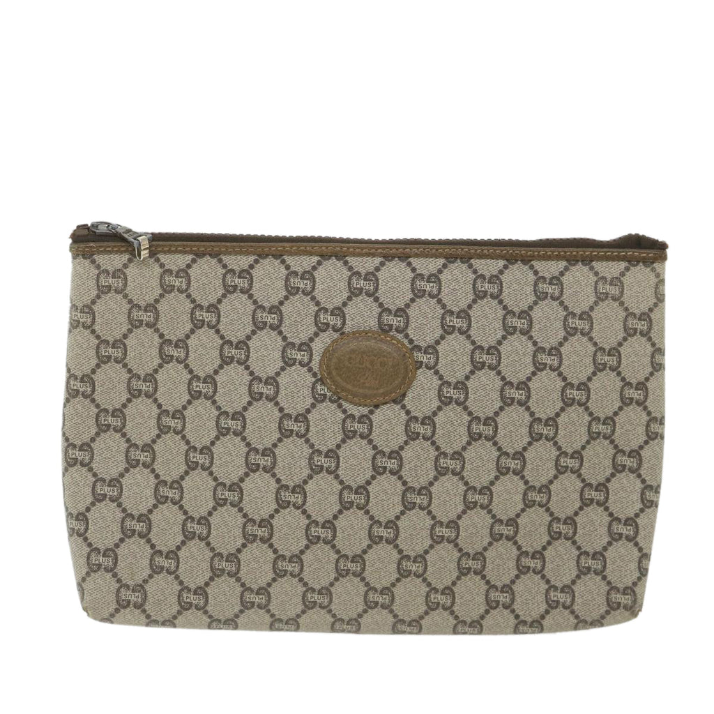 GUCCI GG Plus Supreme Clutch Bag PVC Leather Beige ti1352