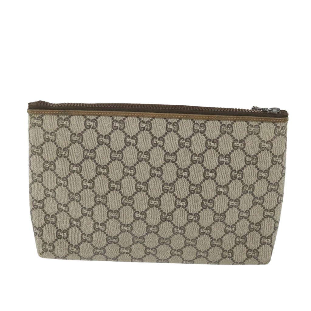 GUCCI GG Plus Supreme Clutch Bag PVC Leather Beige ti1352
