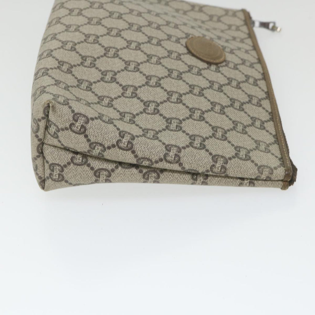 GUCCI GG Plus Supreme Clutch Bag PVC Leather Beige ti1352