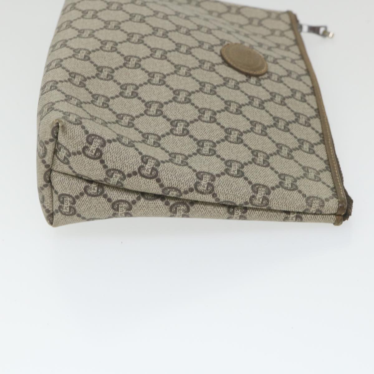 GUCCI GG Plus Supreme Clutch Bag PVC Leather Beige ti1352