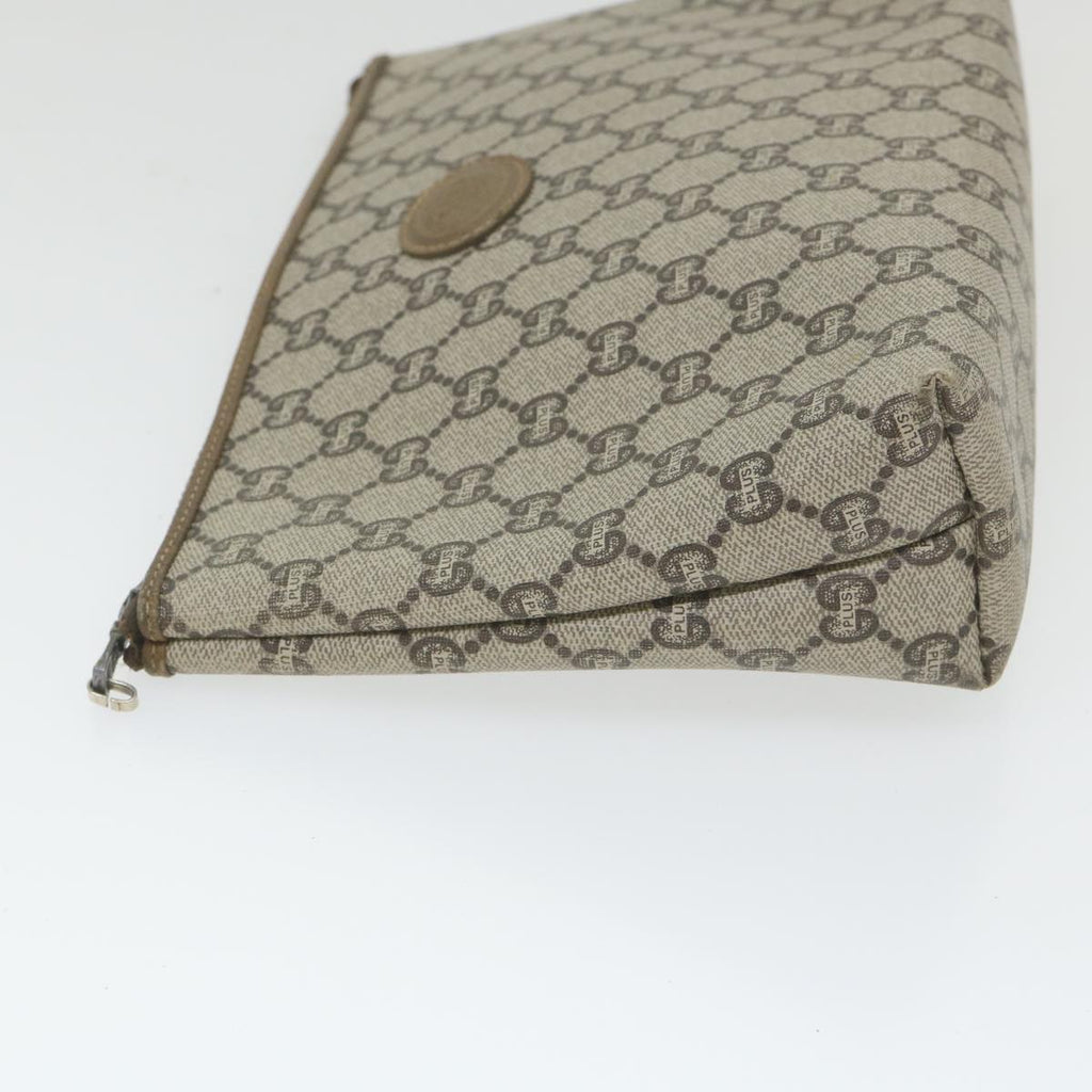 GUCCI GG Plus Supreme Clutch Bag PVC Leather Beige ti1352
