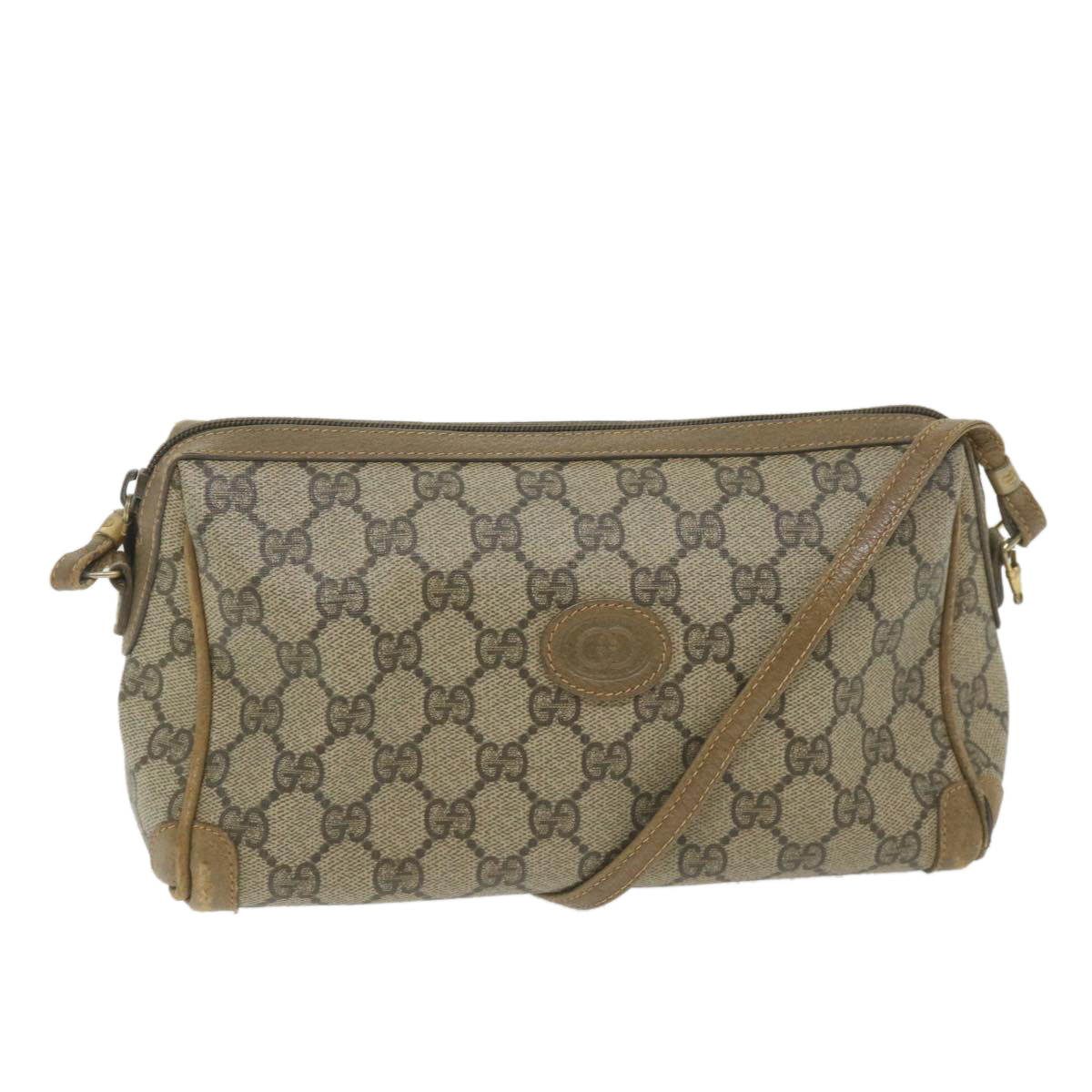 GUCCI GG Supreme Shoulder Bag PVC Leather Beige ti1354