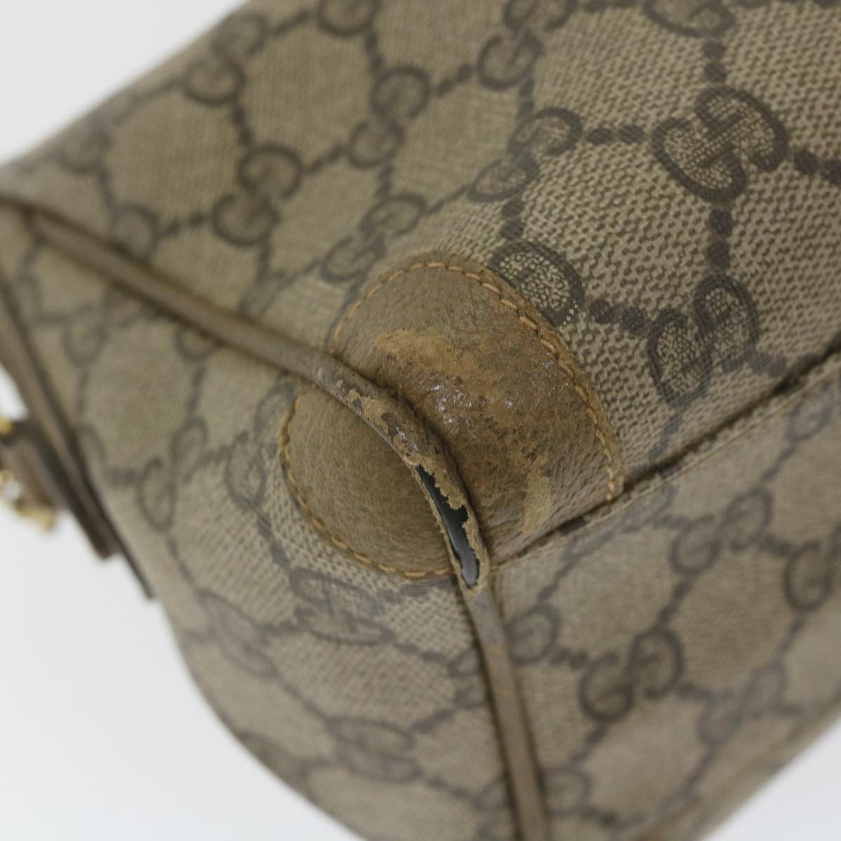 GUCCI GG Supreme Shoulder Bag PVC Leather Beige ti1354