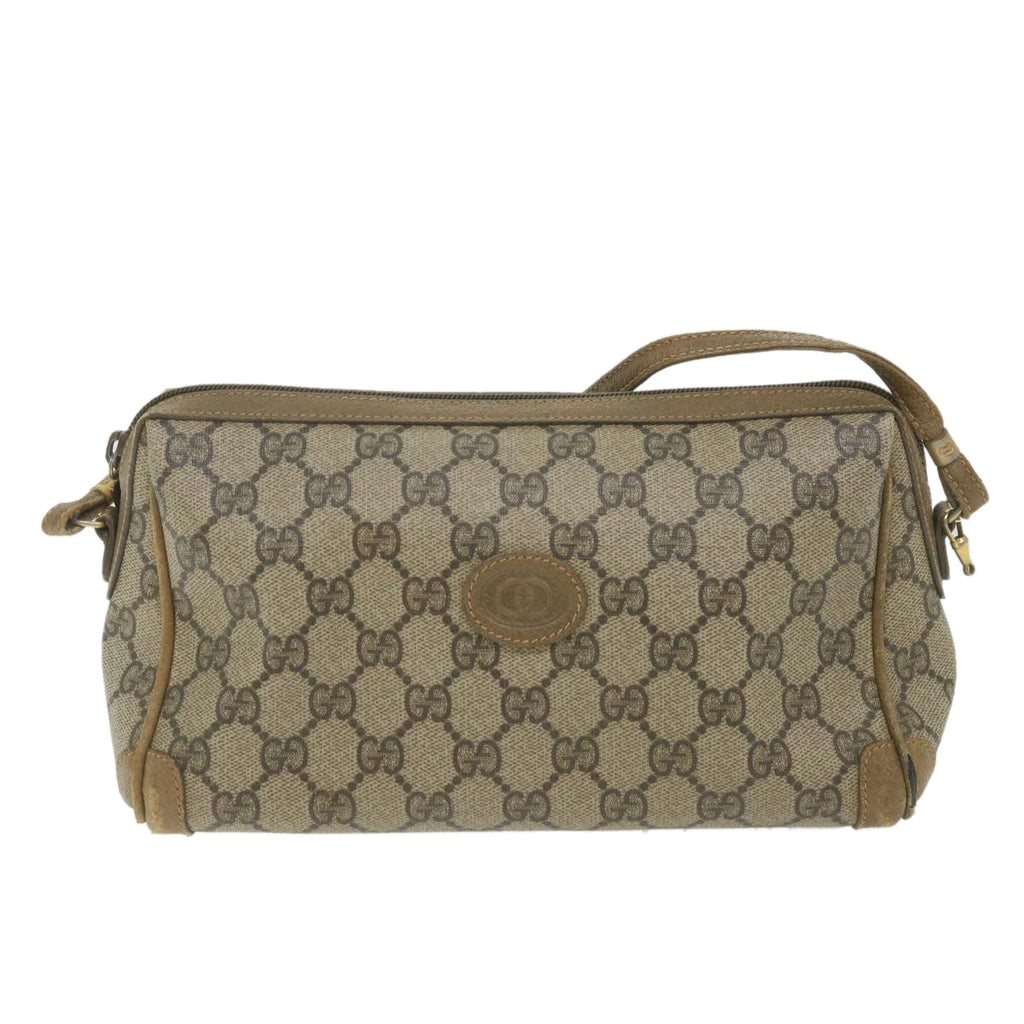 GUCCI GG Supreme Shoulder Bag PVC Leather Beige ti1354