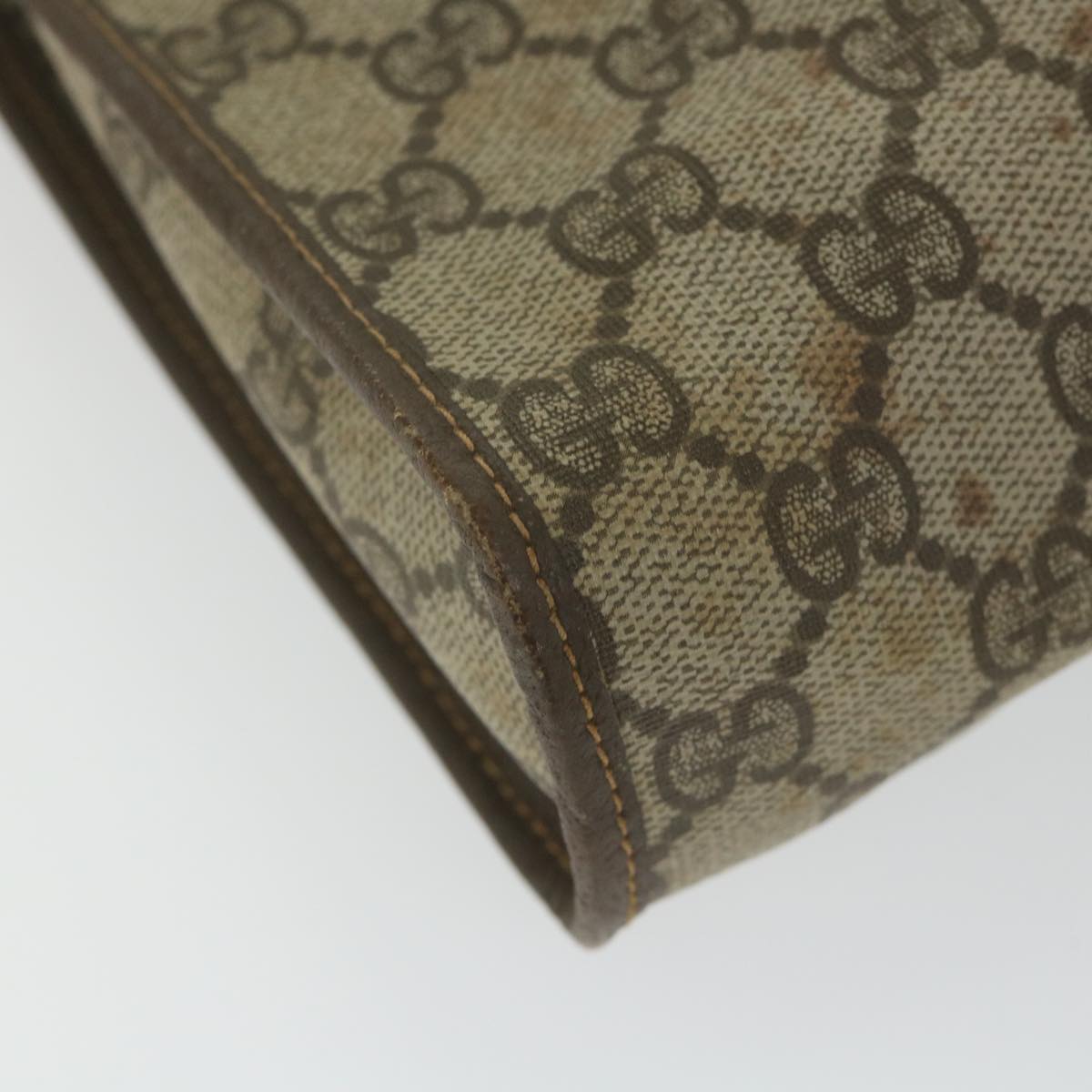 GUCCI GG Supreme Clutch Bag PVC Leather Beige 014 122 ti1356