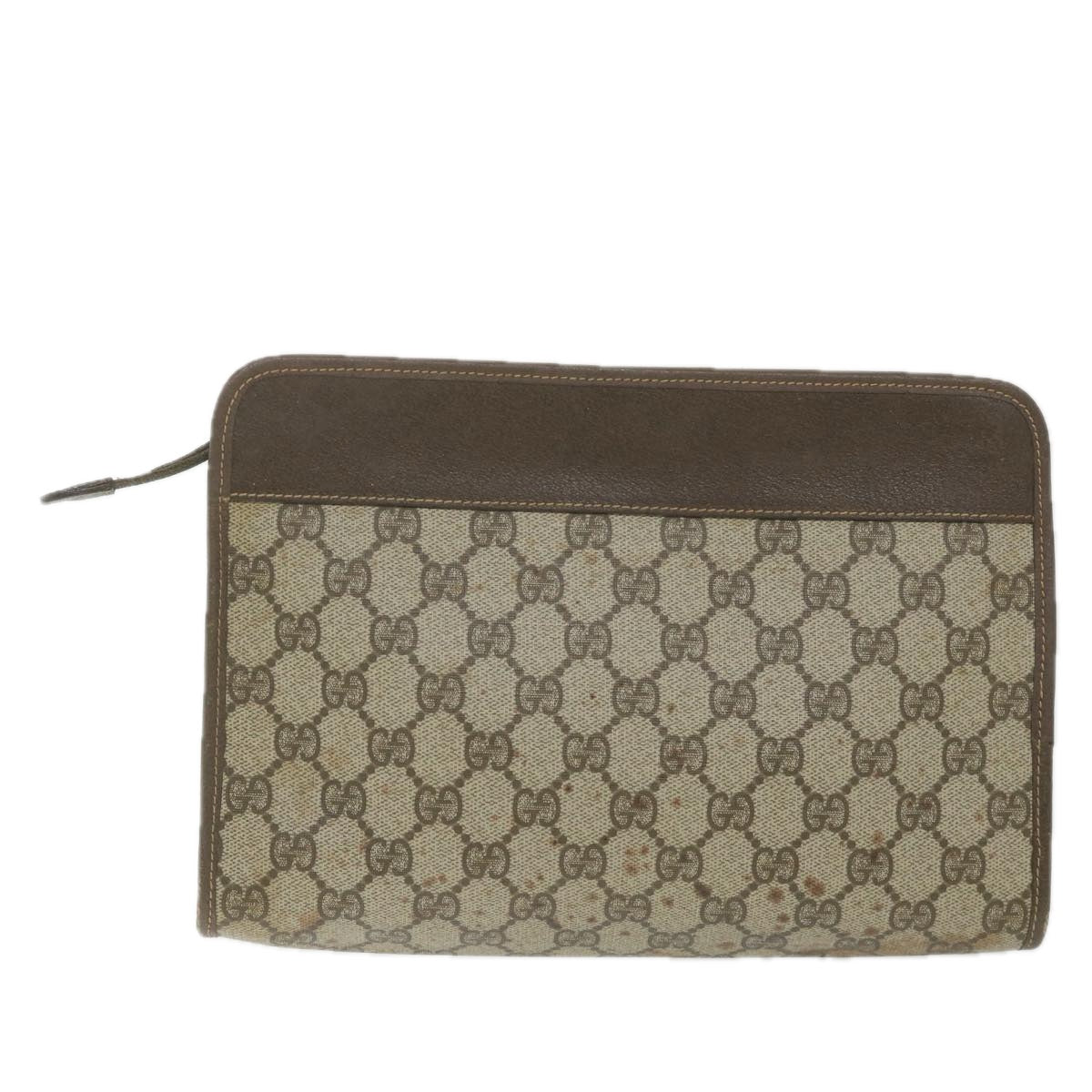 GUCCI GG Supreme Clutch Bag PVC Leather Beige 014 122 ti1356