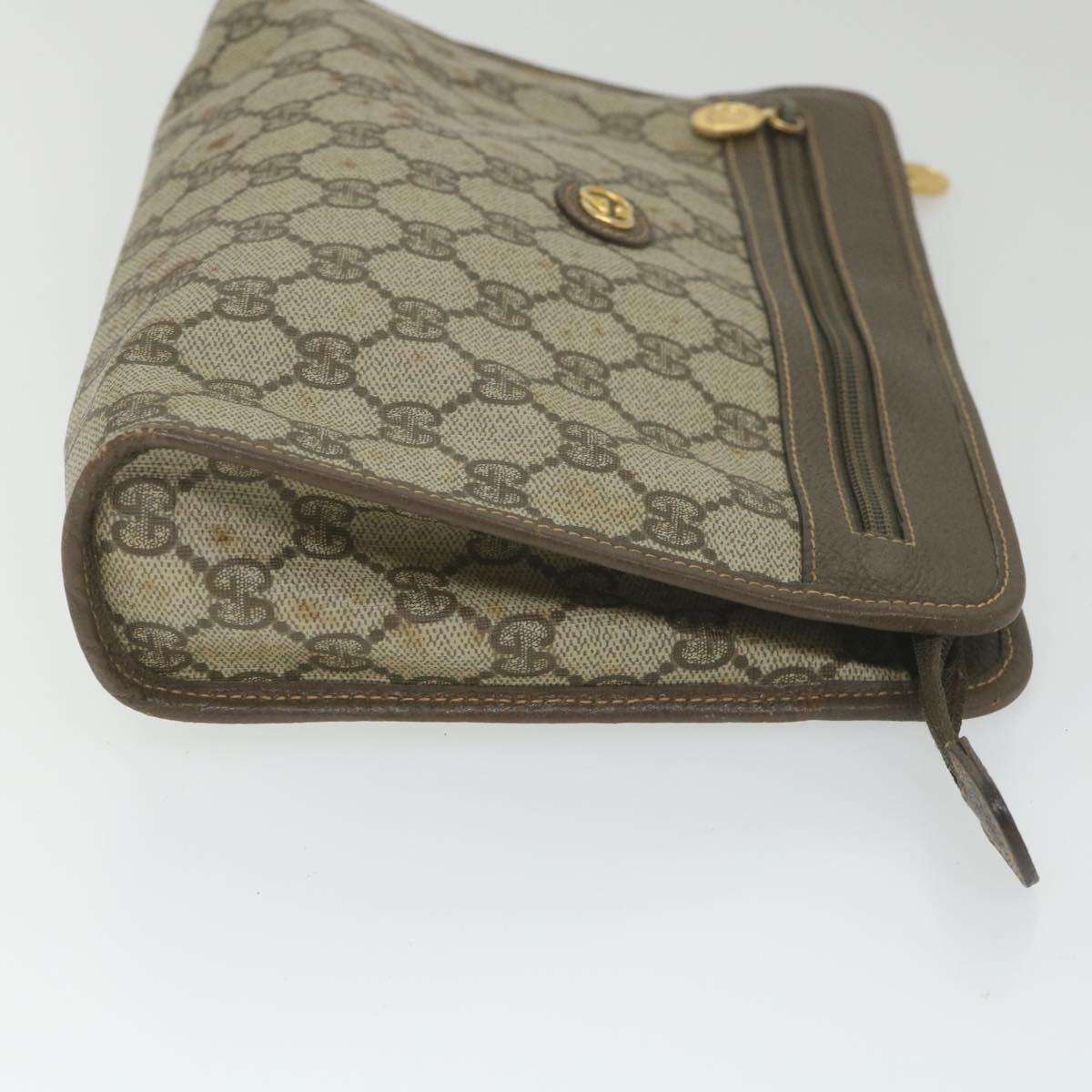 GUCCI GG Supreme Clutch Bag PVC Leather Beige 014 122 ti1356