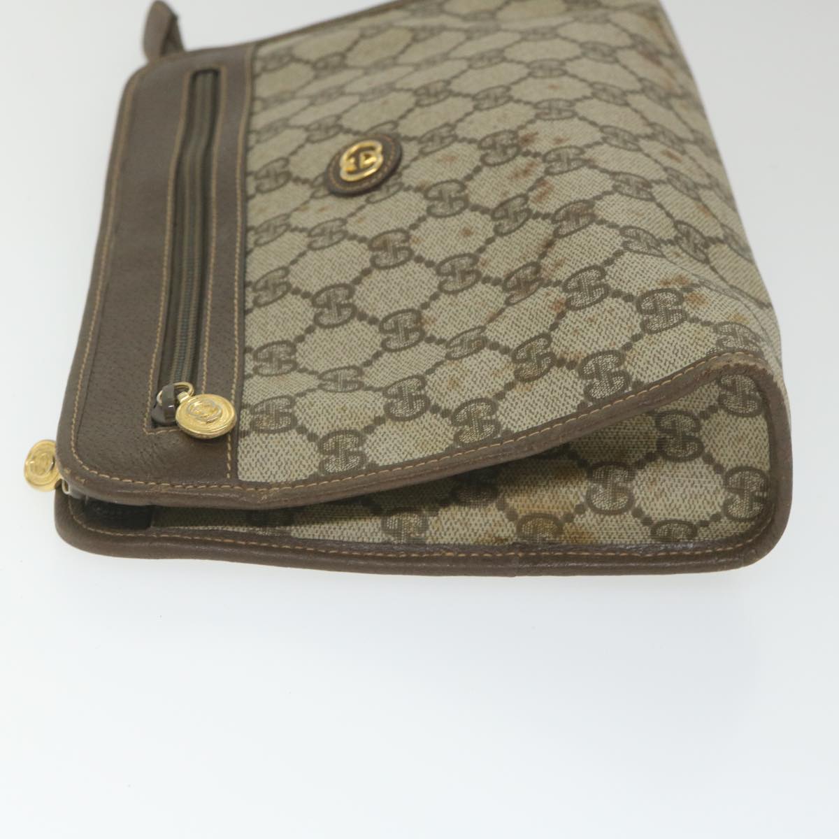 GUCCI GG Supreme Clutch Bag PVC Leather Beige 014 122 ti1356
