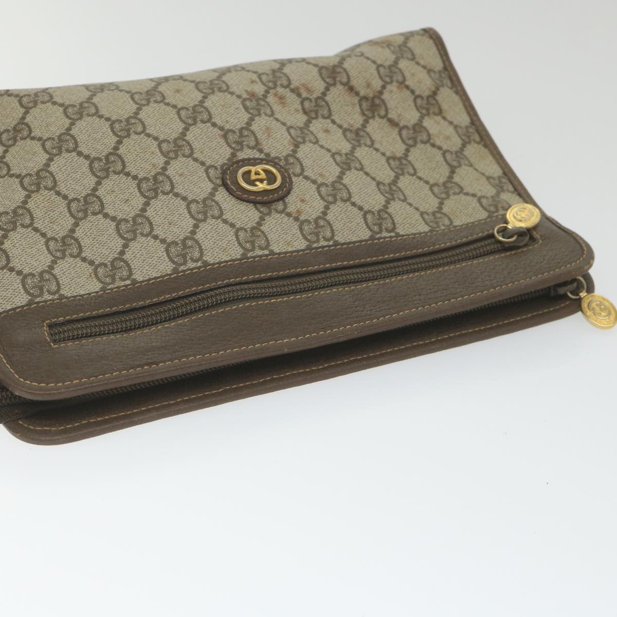 GUCCI GG Supreme Clutch Bag PVC Leather Beige 014 122 ti1356
