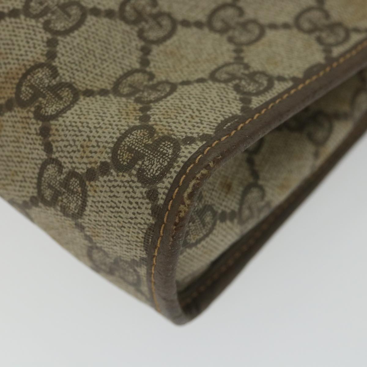 GUCCI GG Supreme Clutch Bag PVC Leather Beige 014 122 ti1356