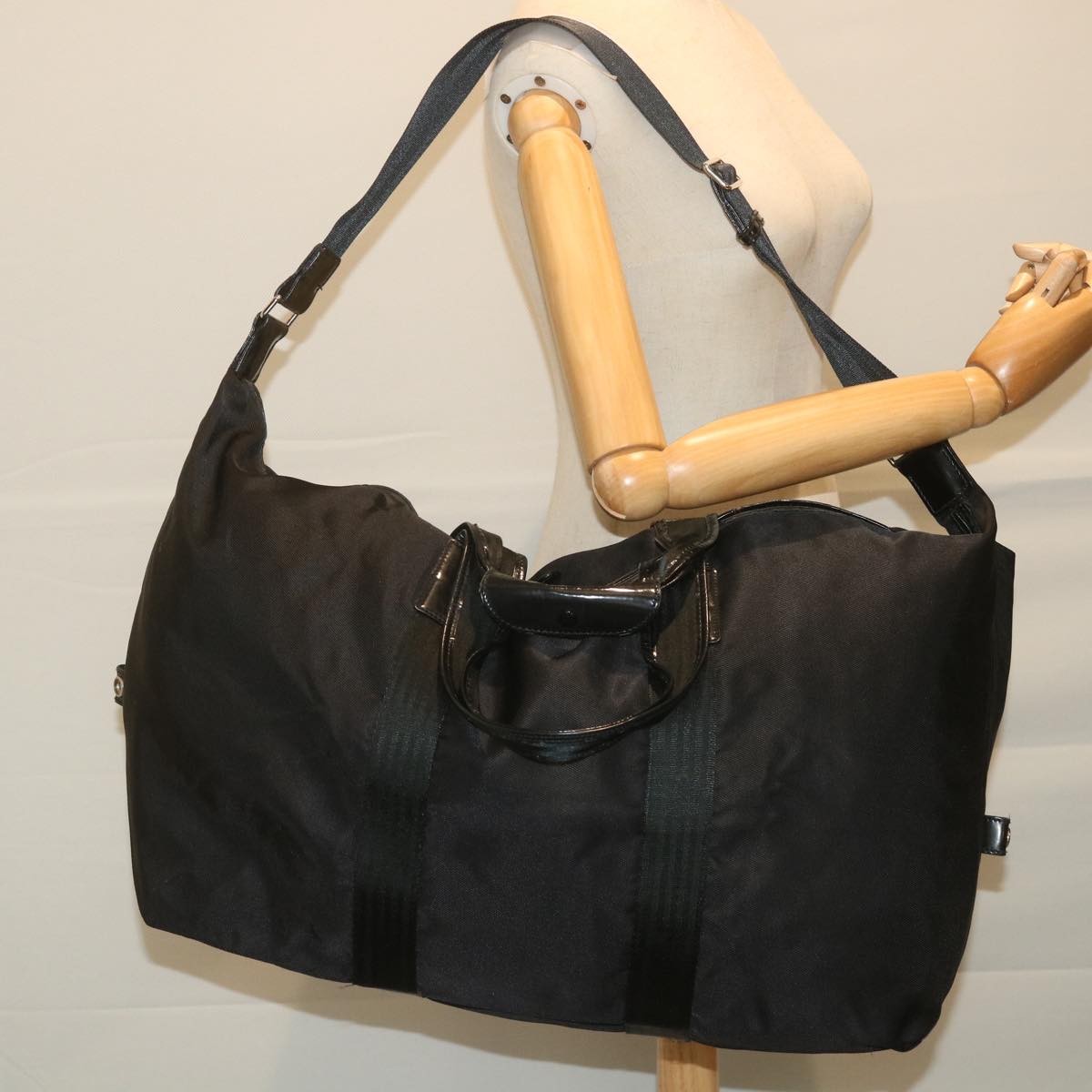 GUCCI Boston Bag Canvas 2way Black ti1360