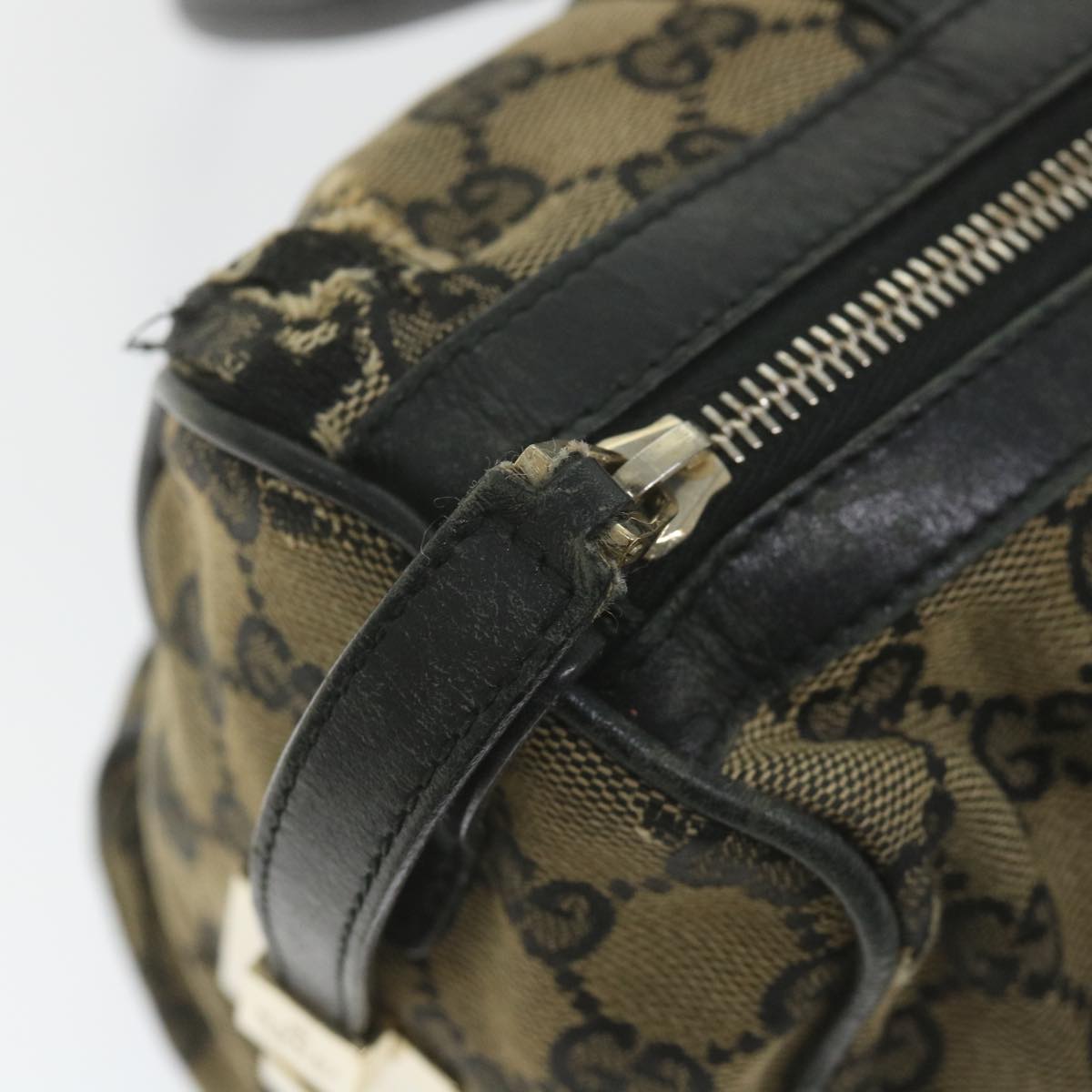 GUCCI GG Canvas Boston Bag Beige Navy 000 0851 ti1365