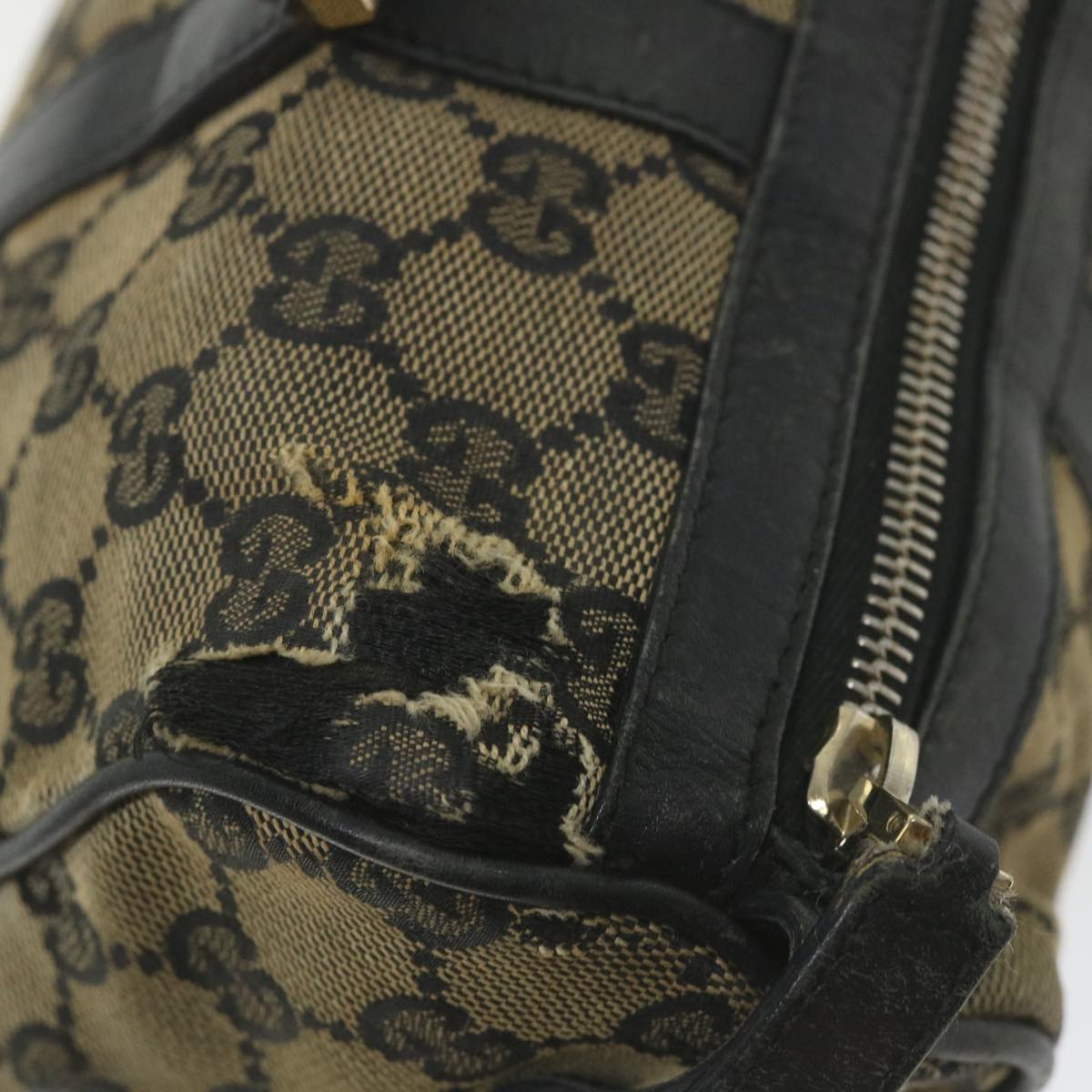 GUCCI GG Canvas Boston Bag Beige Navy 000 0851 ti1365
