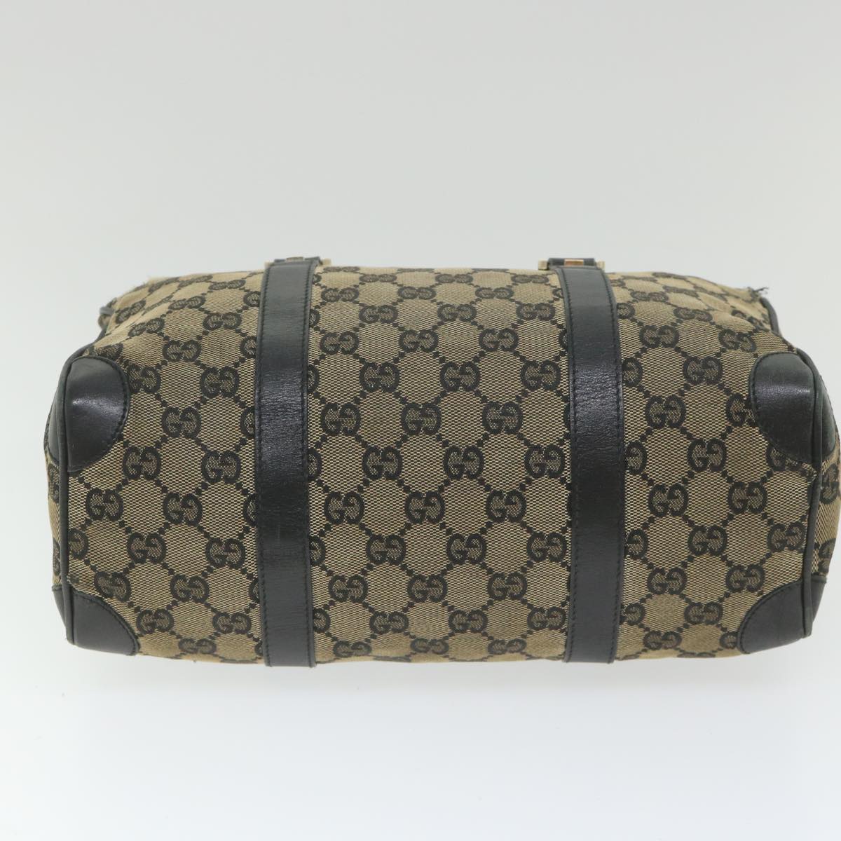 GUCCI GG Canvas Boston Bag Beige Navy 000 0851 ti1365