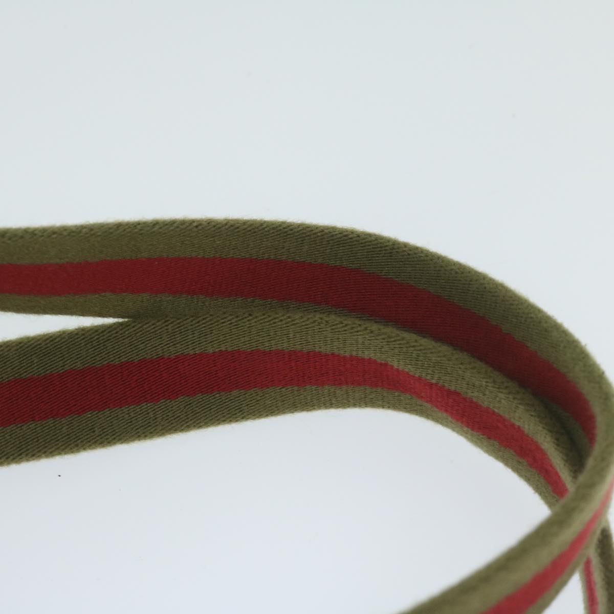 GUCCI Sherry Line Hand Bag Nylon Khaki Red 019 0402 3754 ti1383