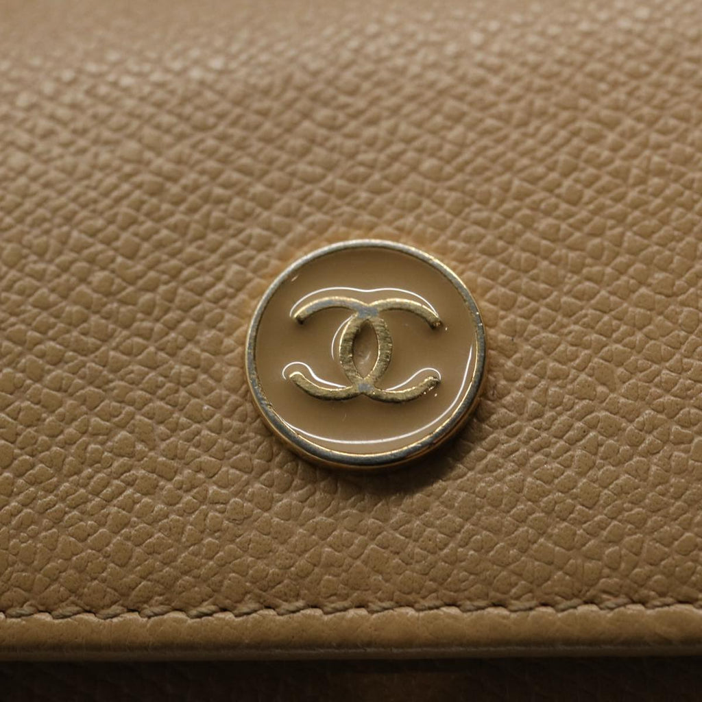 CHANEL Key Case Leather Beige CC ti1413