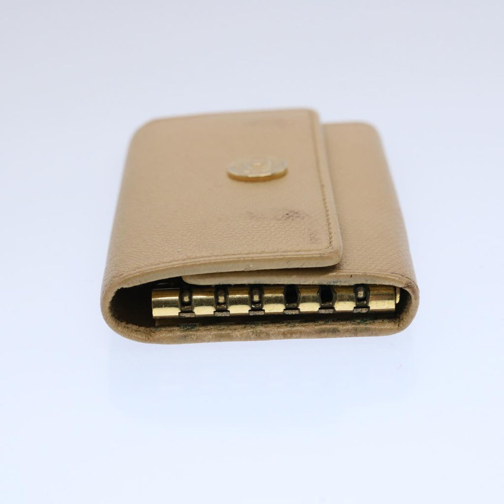 CHANEL Key Case Leather Beige CC ti1413