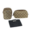 GUCCI GG Canvas Pouch 3Set Beige Black ti1630