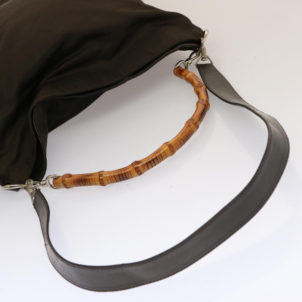 GUCCI Bamboo Shoulder Bag Suede Leather 3Set White Black Brown ti1672