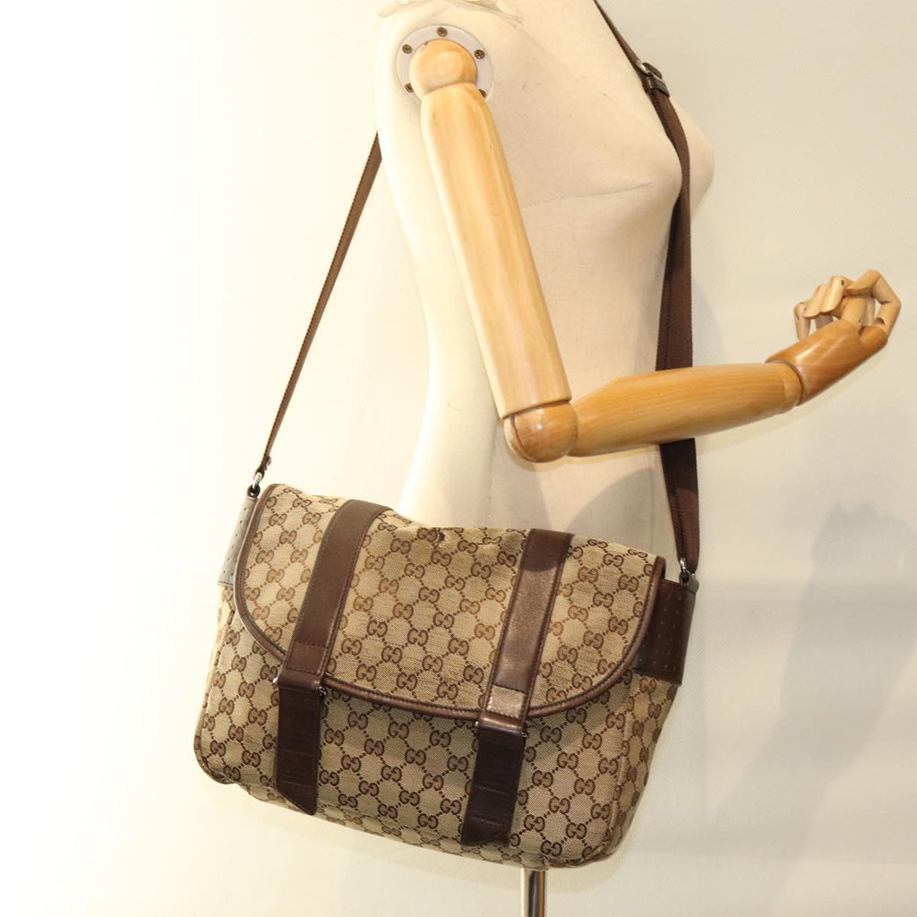 GUCCI GG Canvas Shoulder Bag Beige ti1673