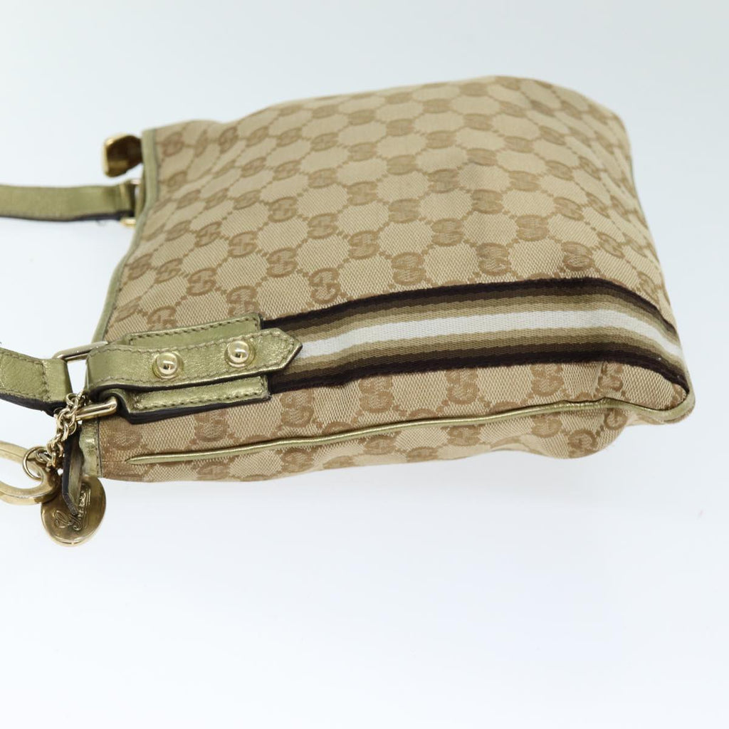 GUCCI GG Canvas Shoulder Bag Beige Gold ti1674