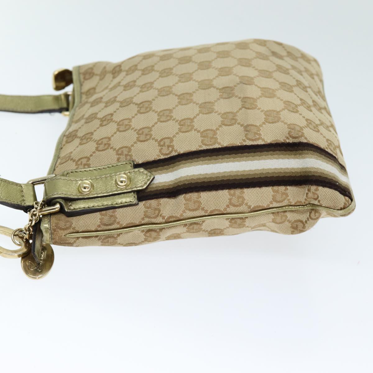 GUCCI GG Canvas Shoulder Bag Beige Gold ti1674