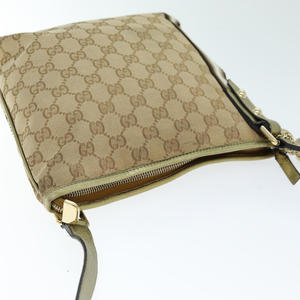 GUCCI GG Canvas Shoulder Bag Beige Gold ti1674