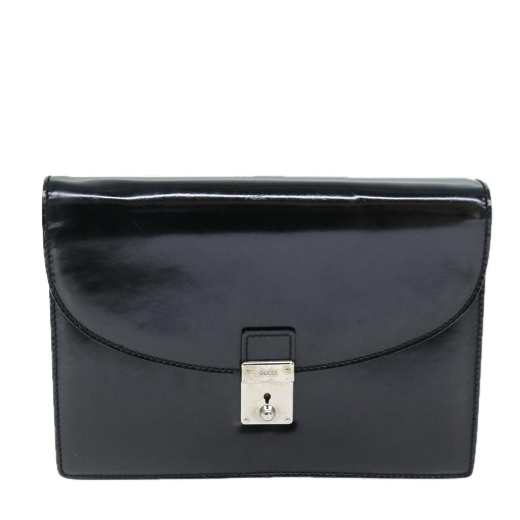 GUCCI Clutch Bag Enamel Black 018 122 1940 ti1679