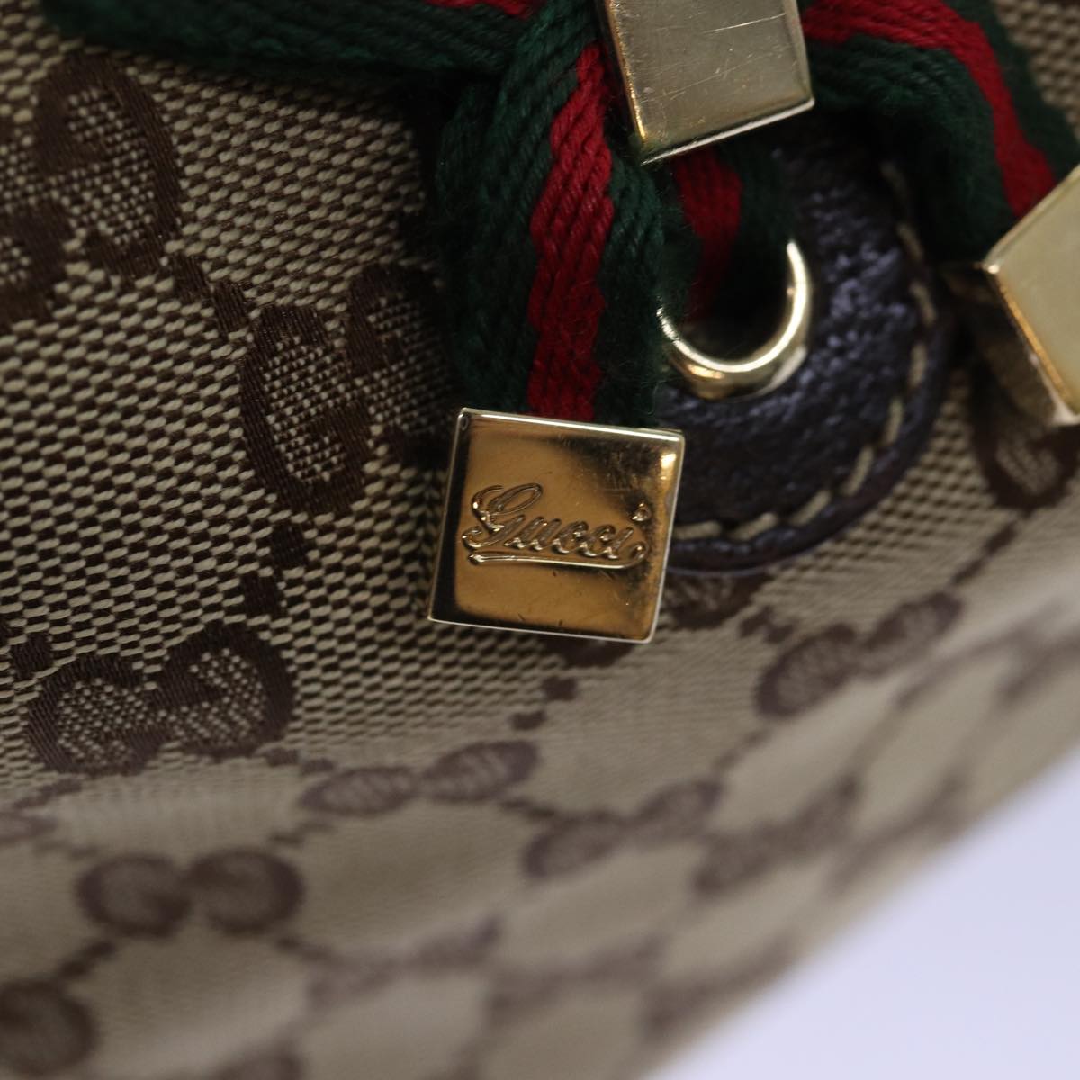 GUCCI GG Canvas Web Sherry Line Tote Bag Beige Green Red ti1682