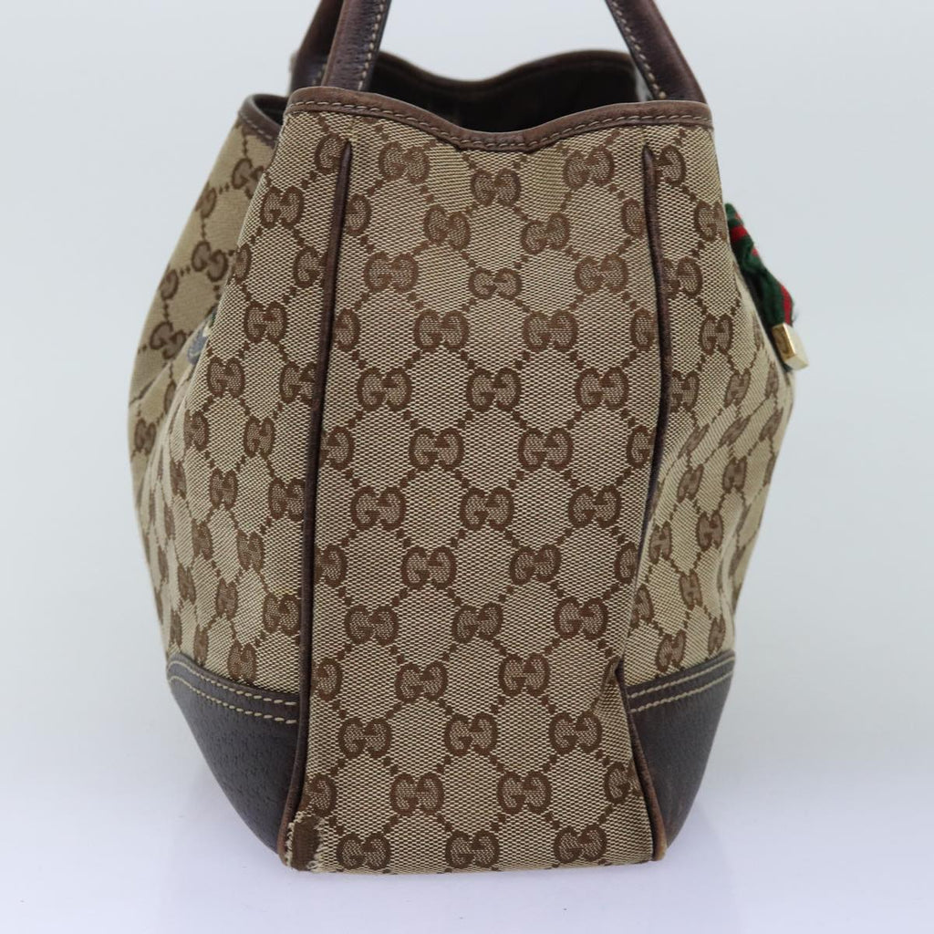 GUCCI GG Canvas Web Sherry Line Tote Bag Beige Green Red ti1682