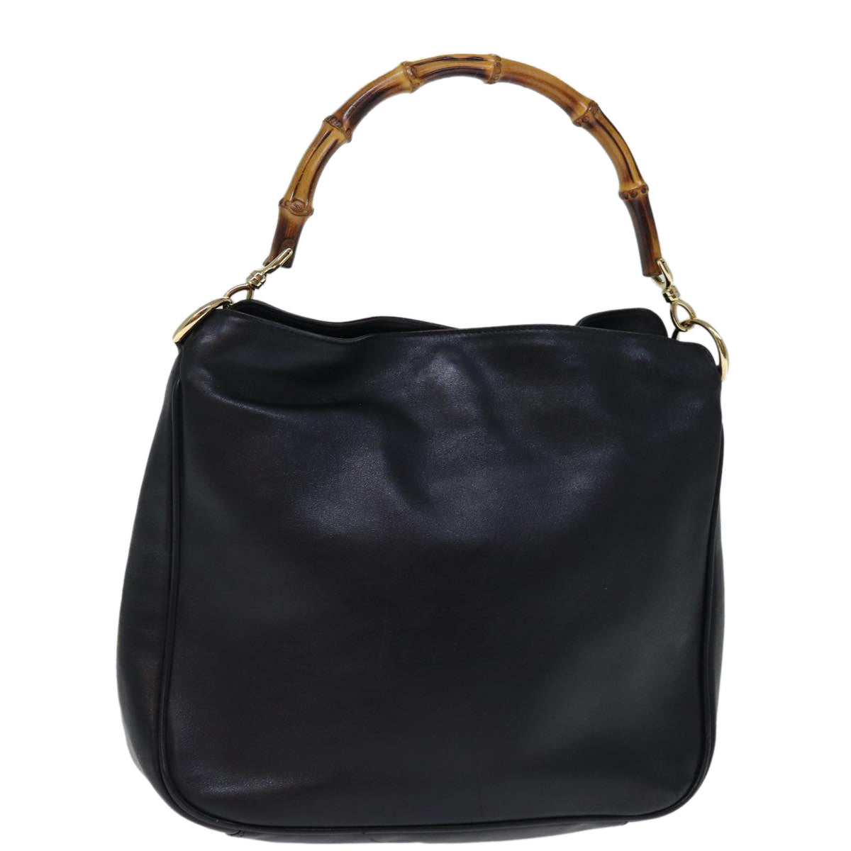 GUCCI Bamboo Hand Bag Leather Black 001 2113 1638 ti1685