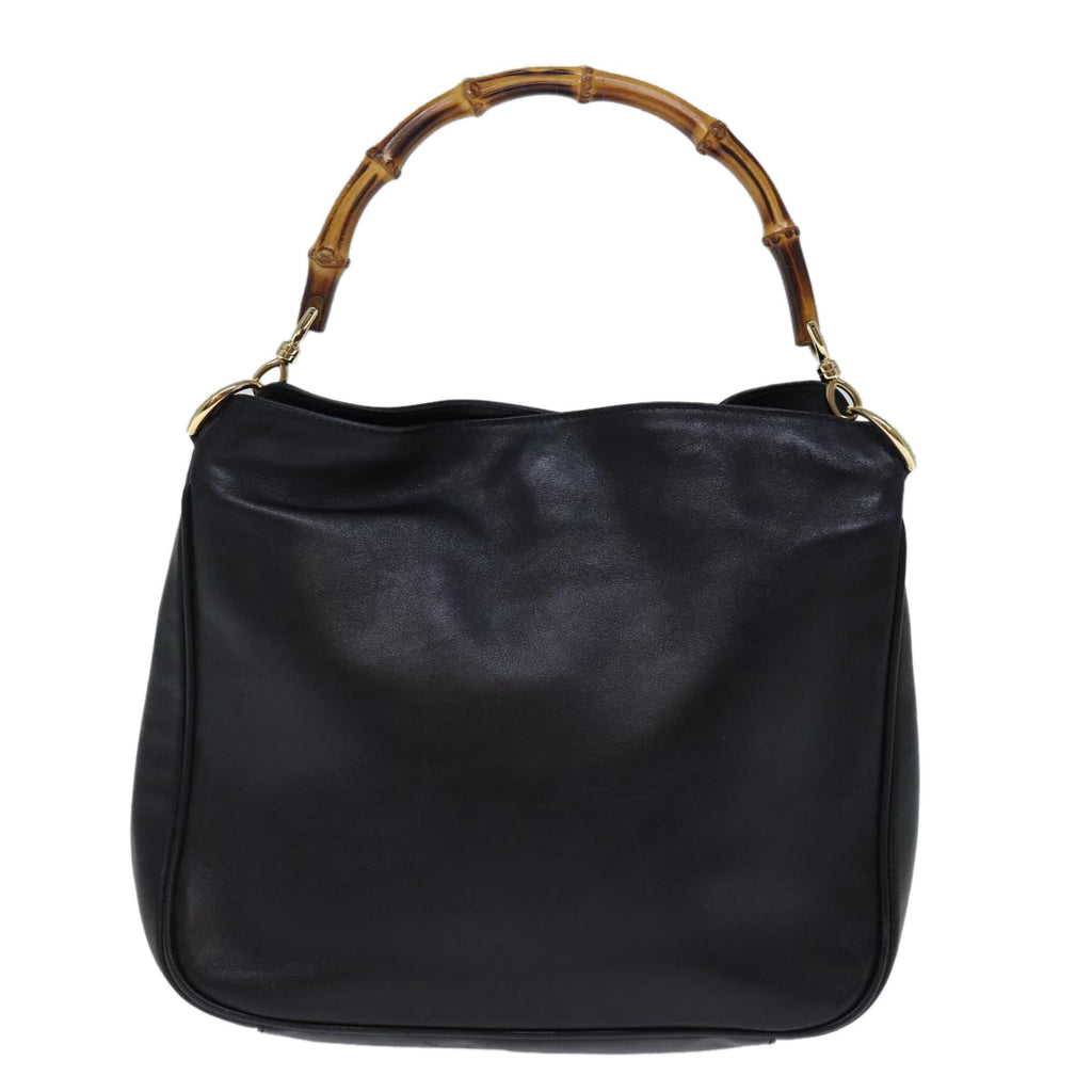 GUCCI Bamboo Hand Bag Leather Black 001 2113 1638 ti1685