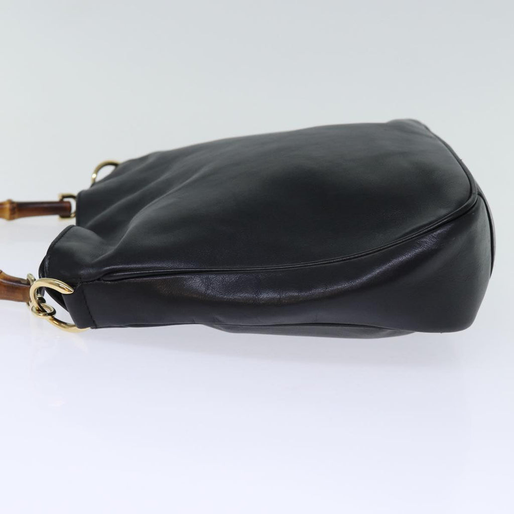 GUCCI Bamboo Hand Bag Leather Black 001 2113 1638 ti1685