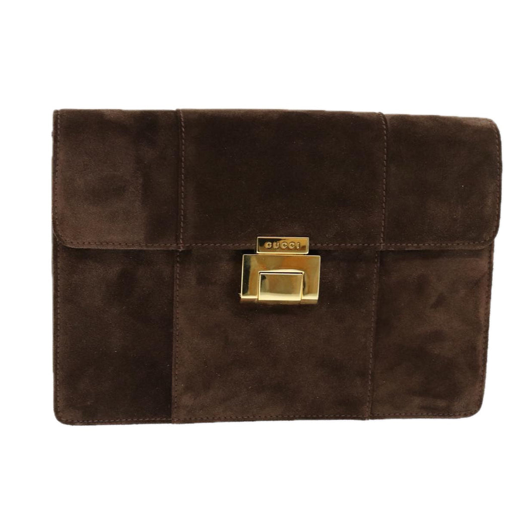 GUCCI Shoulder Bag Suede Brown ti1687