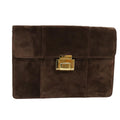 GUCCI Shoulder Bag Suede Brown ti1687