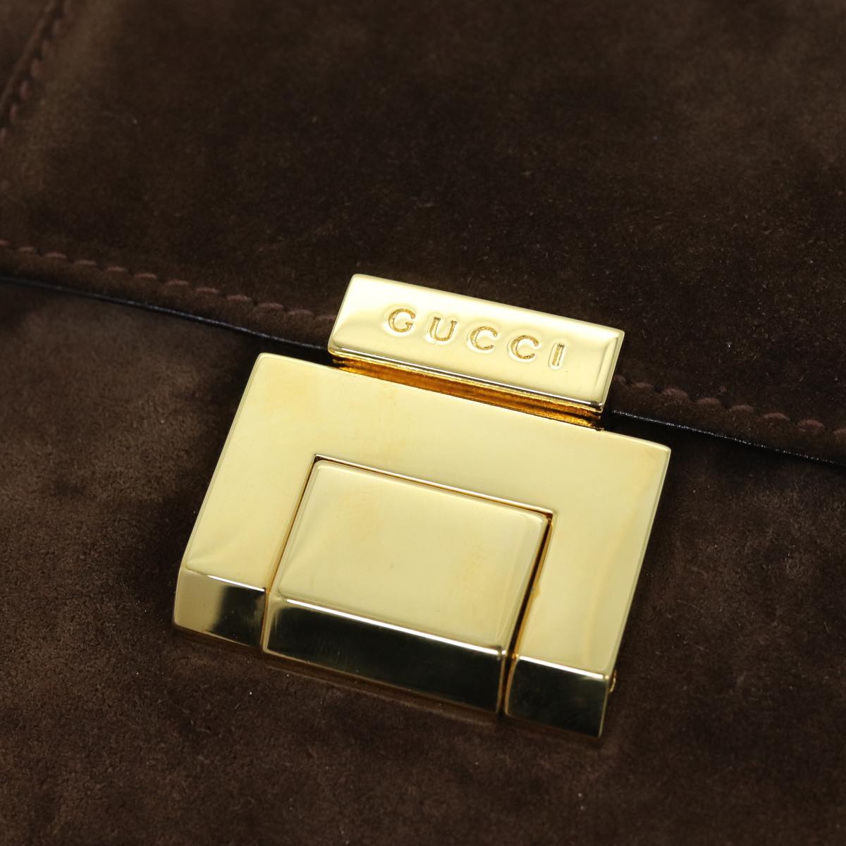 GUCCI Shoulder Bag Suede Brown ti1687