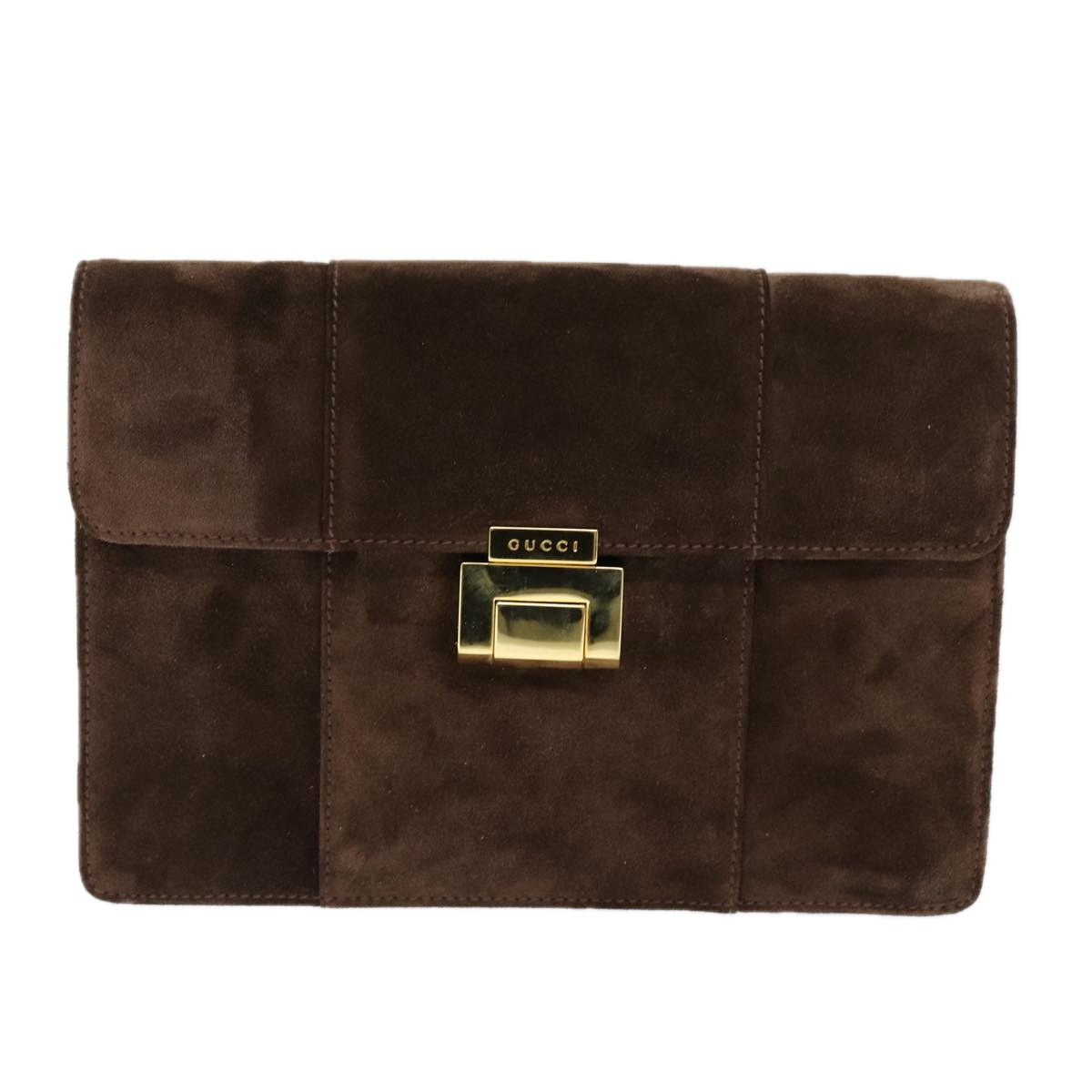 GUCCI Shoulder Bag Suede Brown ti1687