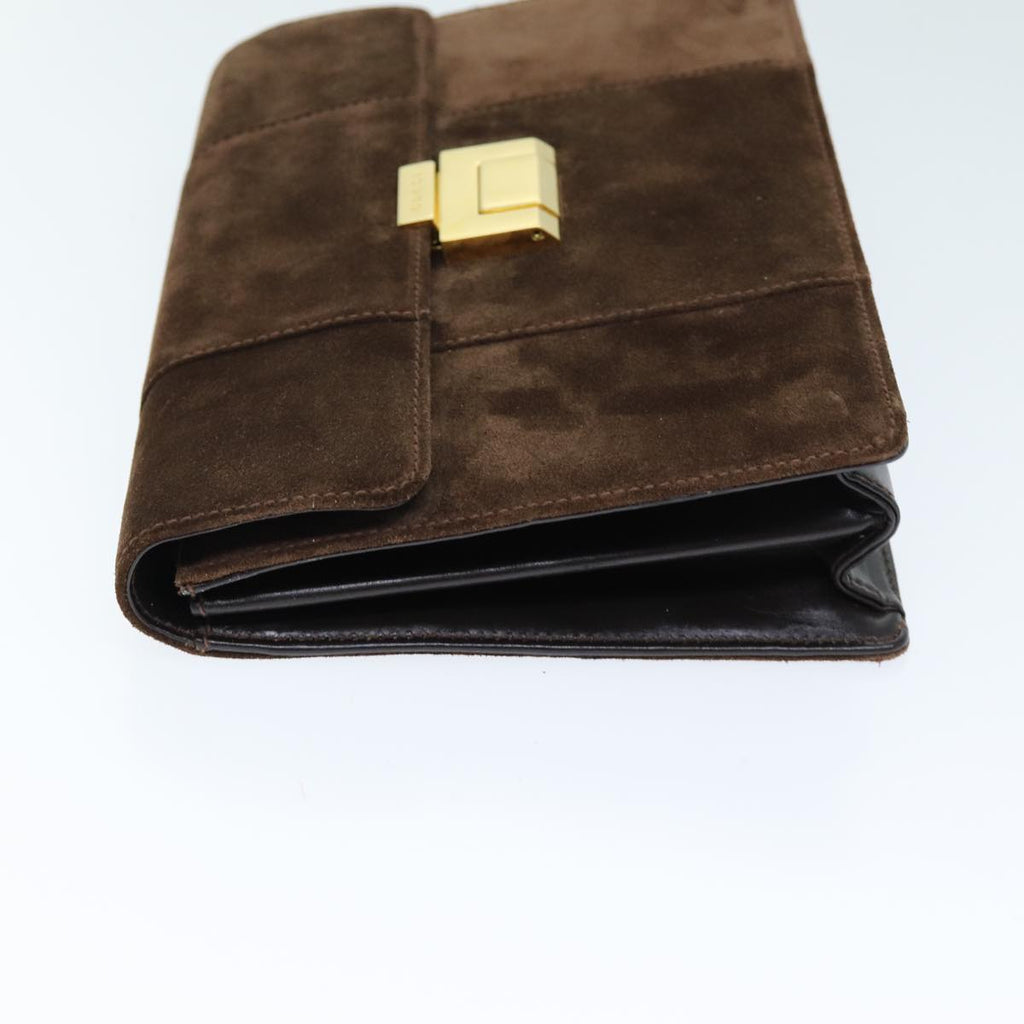 GUCCI Shoulder Bag Suede Brown ti1687