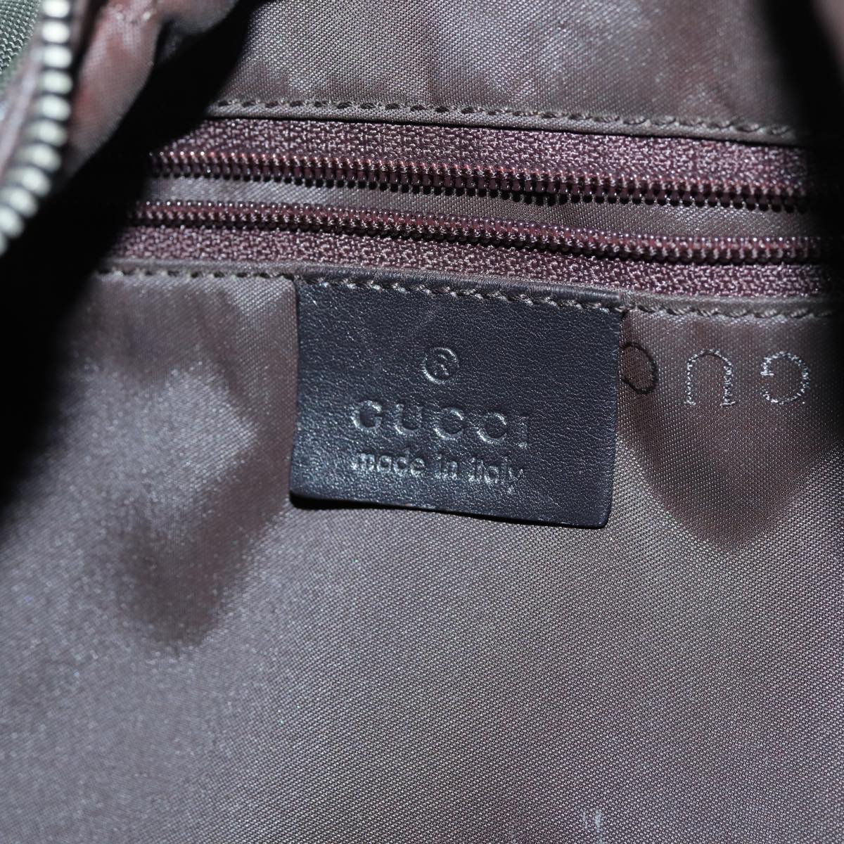 GUCCI Shoulder Bag Nylon Leather Khaki 001 3341 ti1688