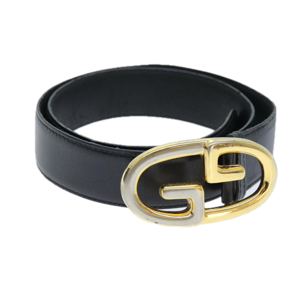 GUCCI Belt Leather 26.4""-28.7"" Black ti1727