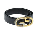 GUCCI Belt Leather 26.4""-28.7"" Black ti1727