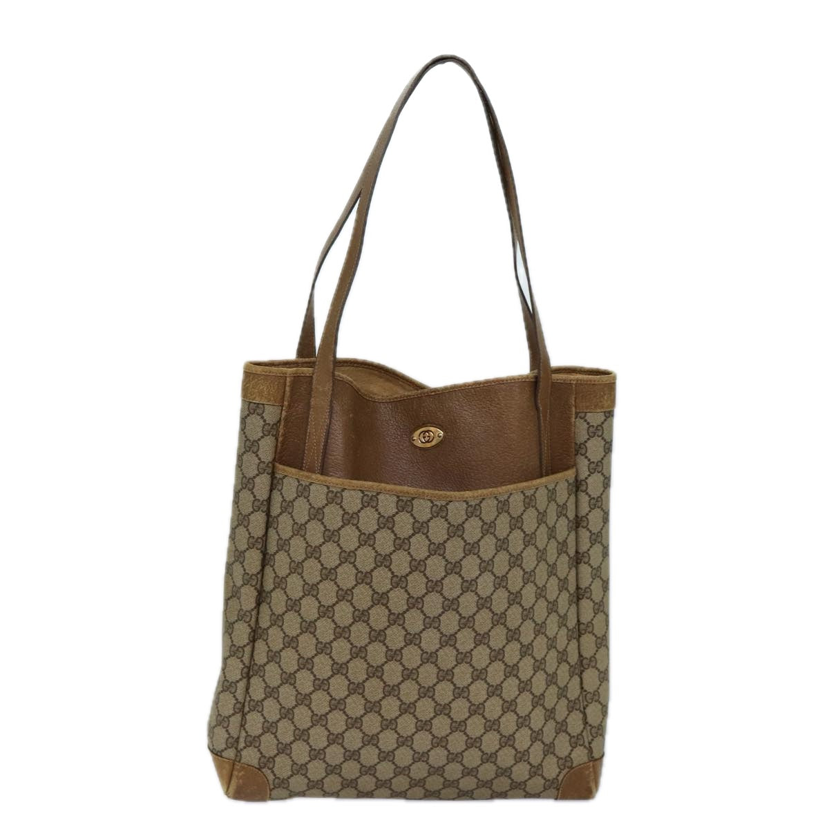 GUCCI GG Supreme Tote Bag PVC Leather Beige Brown 002 115 0135 ti1798