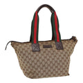 GUCCI GG Canvas Web Sherry Line Tote Bag Canvas Beige ti1861